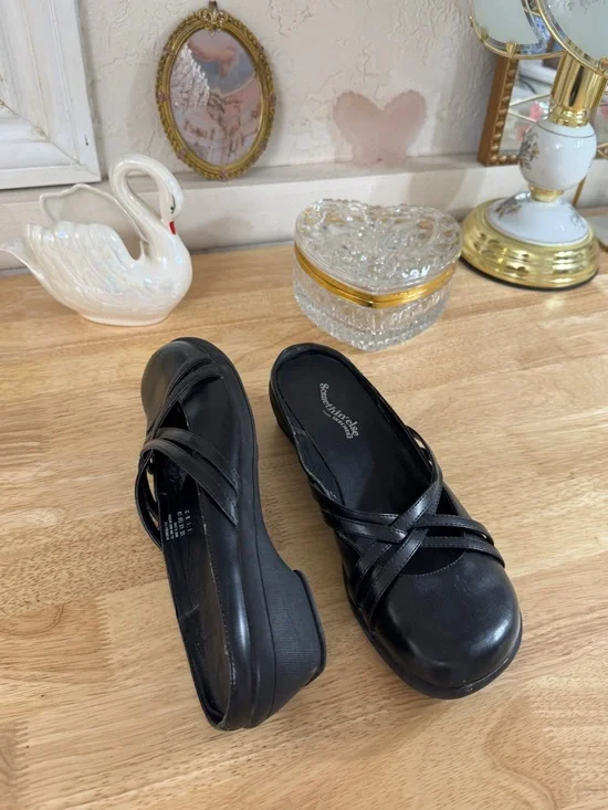 Skechers Something Else Black Crisscross Slip-On Mary Jane Mules Size 8 Grunge - Picture 1 of 14